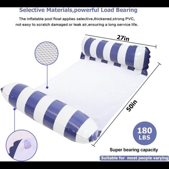 Swimming Pool Float Water Hammock, 4 in 1 Multi-Purpose Inflatable with Air Pump - Picture 5 of 7